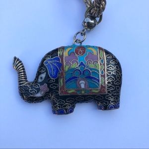 🔴SALE🔴 Cloisonné Elephant Pendant, Rope Necklace